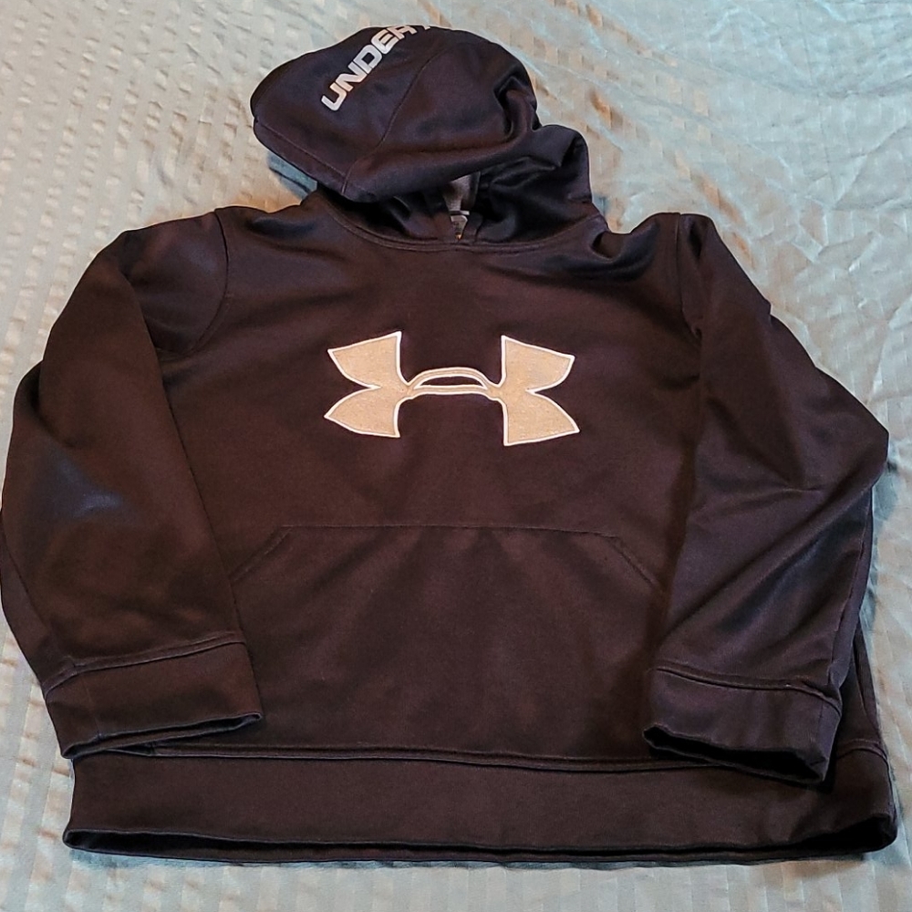 Under Armour Boys Hoodie, youth medium, black/gray